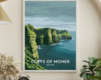Cliffs of Moher Irland Poster: Retro Reise-Print
