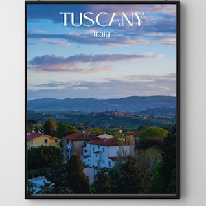 Tuscany Italy Poster | Historic Tuscan Countryside Wall Art | Tuscany Travel Decor | Italian Poster Print | Tuscany Vineyard Landscape Print