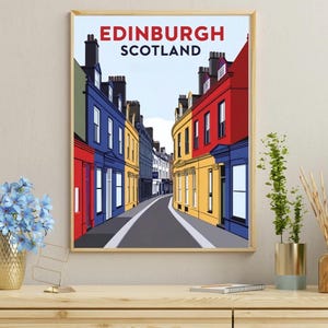 Edinburgh Scotland Retro Travel Poster | Vintage Scottish Wall Art | Northern UK Landscape Print | European Travel Poster and Souvenir