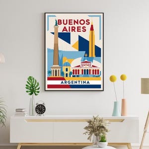 rétro affiche de voyage de Buenos Aires | impression d'art mural argentine vintage | Décoration urbaine Mid-Century moderne | Amérique du Sud Voyage Cadeau Souvenir