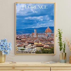 Póster de Florencia, Italia / Arte mural del casco antiguo y el Duomo / Decoración de viaje a la Toscana / Impresión de póster de arquitectura italiana / Duomo de Florencia