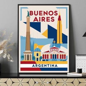Retro Buenos Aires Travel Poster | Vintage Argentina Wall Art Print | Mid-Century Modern City Decor | South America Travel Gift Souvenir