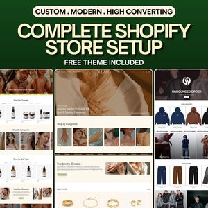 Configuração de loja Shopify, Design de site Shopify, Site Shopify personalizado, Tema grátis incluído
