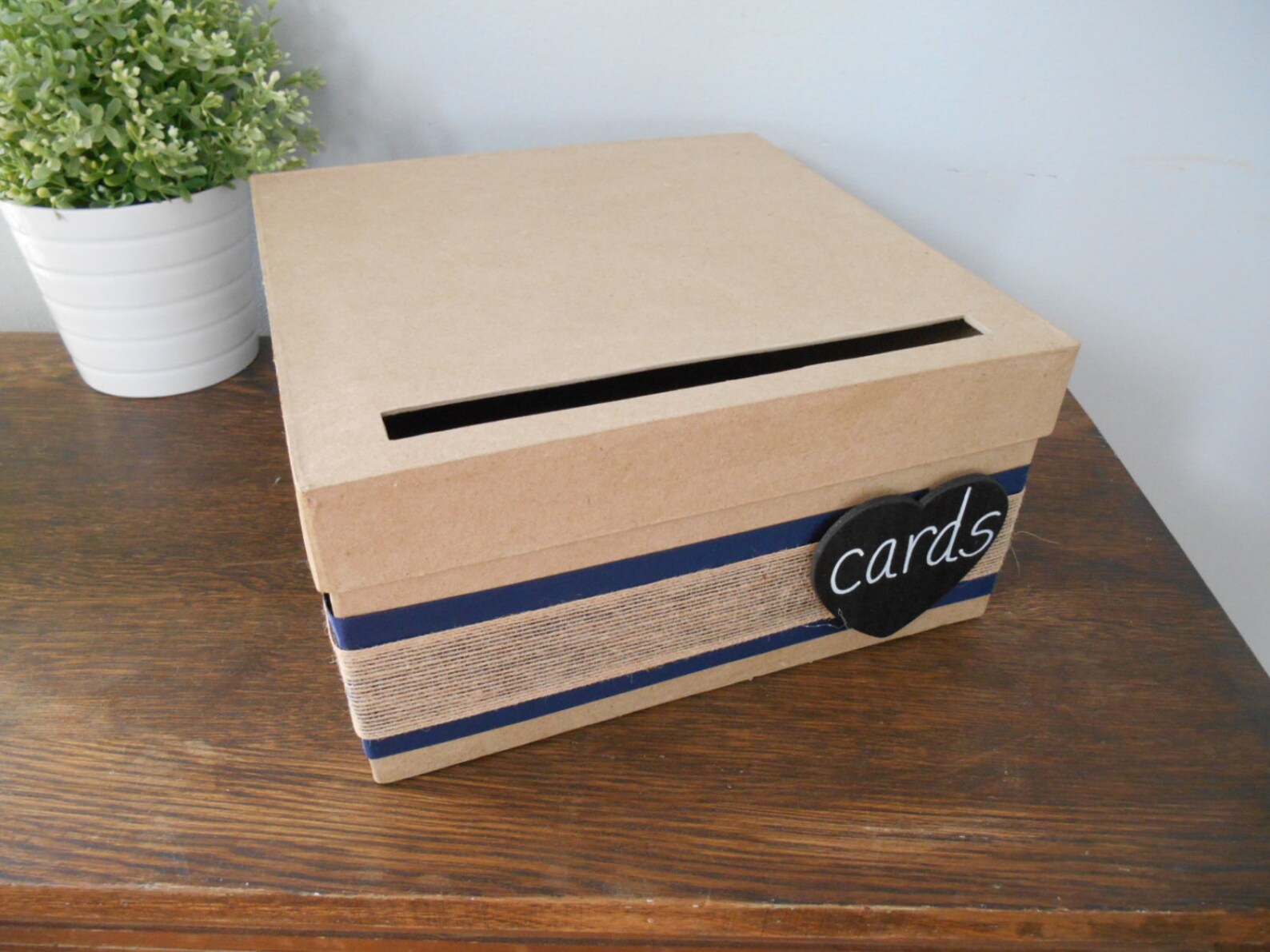 Rustic Wedding Card Box Chalkboard Wood or Paper Personalized Etsy