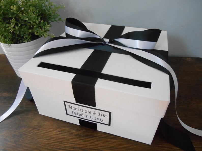 Custom Wedding Card Box Classic Black and White Wedding and Etsy