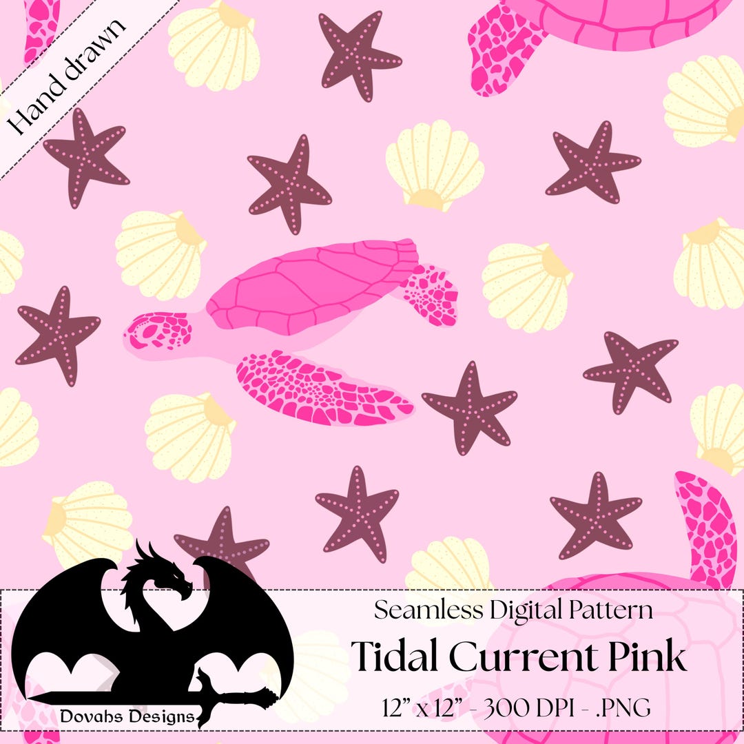 Beach Turtle Pattern Sea Turtle Ocean Seamless Pattern Starfish Seashell Coastal Beach ...