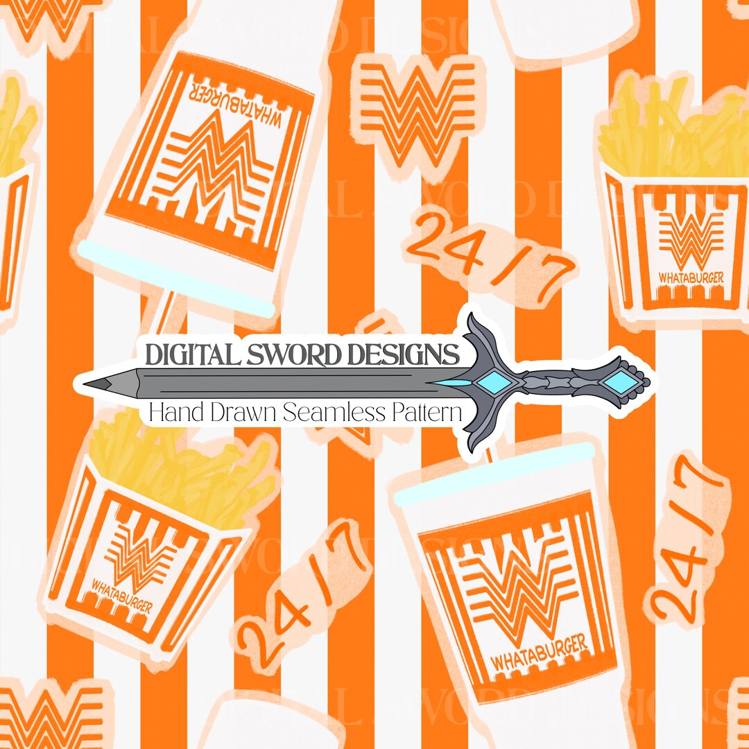 Whoppers Pattern Whataburger Inspired Seamless File Fries Digital Pattern Repeating ...