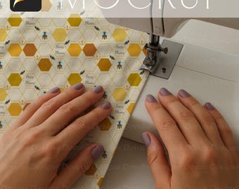 Fabric and Sewing Machine Mockup for Procreate | Fabric Pattern Display | Digital Product Mockup | Seamless Sublimation Surface Pattern