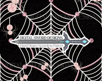Perlen Spinnen und Netze Nahtlose Spinnweben Digitales Muster-Wiederholungsmuster Spinnen Sublimationsdruck Stoffmuster Halloween Hintergrund