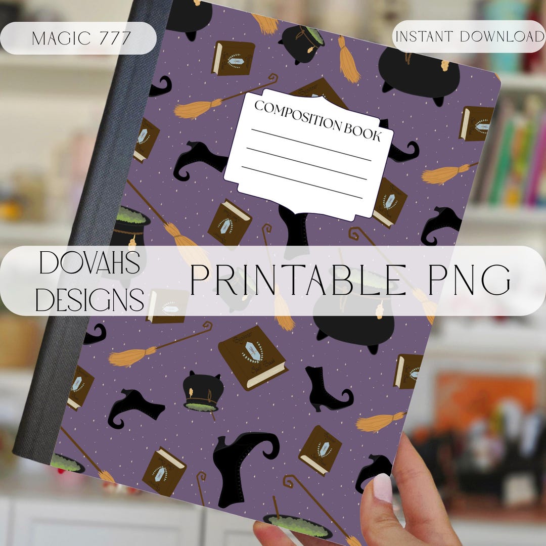 Printable Composition Notebook Cover PNG | Magic Witch | Digital Print ...