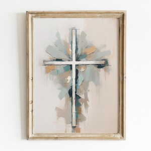 Holy Cross Wall Art, Modern Christian Printable Art, Minimalist Religious Art, Christian Art for Living Room.