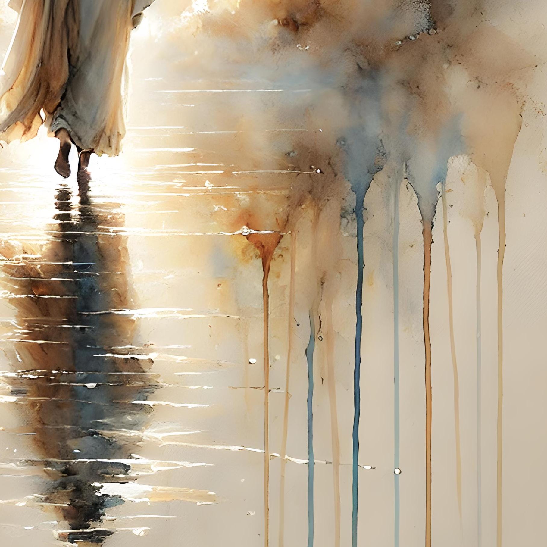 Jesus Walking on Water Painting, Christian Watercolor Wall Art, Modern ...