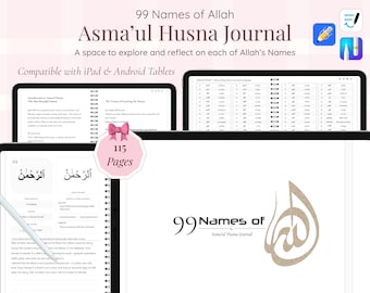 99 Names of Allah Journal: Islamic Reflection Prompts (Digital Download