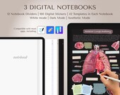 Black Digital Notebook, Aesthetic Notebook, Digital Notebook Bundle, Notebooks For Students, Digital Notebooks, Portrait Digital Notebooks
