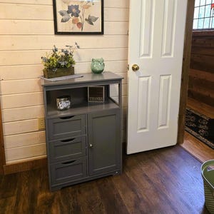 Wooden Bathroom Floor Cabinet with 1 Door and 3 Drawers | Medicine Cabinet | Storage Cabinet | Farmhouse Cabinet | Bathroom Organizer
