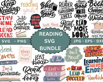 Reading SVG Bundle,Book Lover svg,Reading SVG,Digital Download for Cricut Silhouette,Mystical Book Quotes,Librarian svg,Instant Download