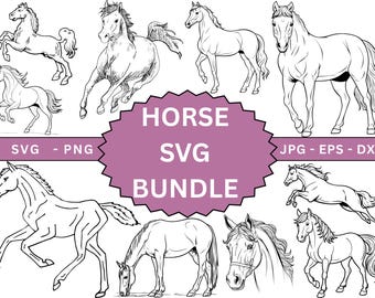 Paard Svg, paard SVG-bundel, paard silhouet, paard Cricut, paard Shirt Svg, vectorbestand transparante PNG-clipart, schattig paard svg, digitale download