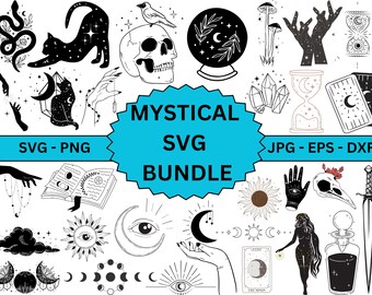 Mystische svg, mystische svg, mystische Bundle-Svg, magische svg, mystische Katzen-Svg-Datei, svg-Dateien für Cricut, witchy-svg-Datei, Layered-Dateien, Mond-svg