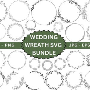 Pacchetto ghirlanda svg, ghirlanda floreale svg, ghirlanda nuziale svg, ghirlanda monogramma svg cerchio PNG, corona d'alloro a cuore svg, pacchetto svg cerchio