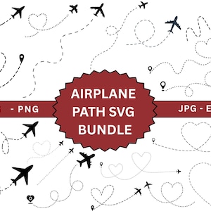 Airplane Bundle svg png clipart, Airplane Bundle SVG, Plane Route heart path cut file SVG Bundle