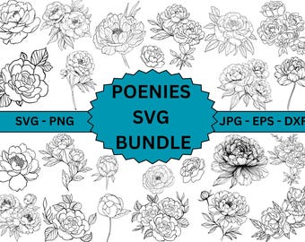Peonies svg bundle,hand drawn floral illustrations,Floral Arrangement svg,Wedding Flowers svg,png clipart files,Commercial cutting files.