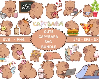 Cute Capybara SVG Bundle,Adorable Animal Clipart,Capybara Digital Stickers,PNG for Cricut & Sublimation,files for cricut,Capybara Clipart