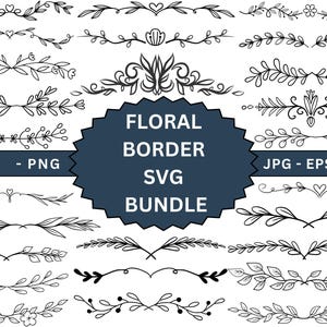 花のボーダー SVG、テキスト区切り SVG、装飾要素 SVG、結婚式の装飾 SVG、渦巻き SVG、花のボーダー SVG、ボーダー SVG、即時ダウンロード