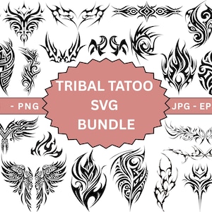 Tribal Tattoo Art Bundle SVG, Tribal Tattoo Cricut, Stammes-Symbol, Silhouette, Cameo, Cricut Tshirt Design