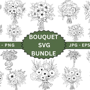Blumenstrauß svg, handgezeichnete Wildblumen, Blumenstrauß-Svg-Bundle, Blumensvg, Blumenstrauß Png, Cricut-Dateien, niedlicher Blumenstrauß