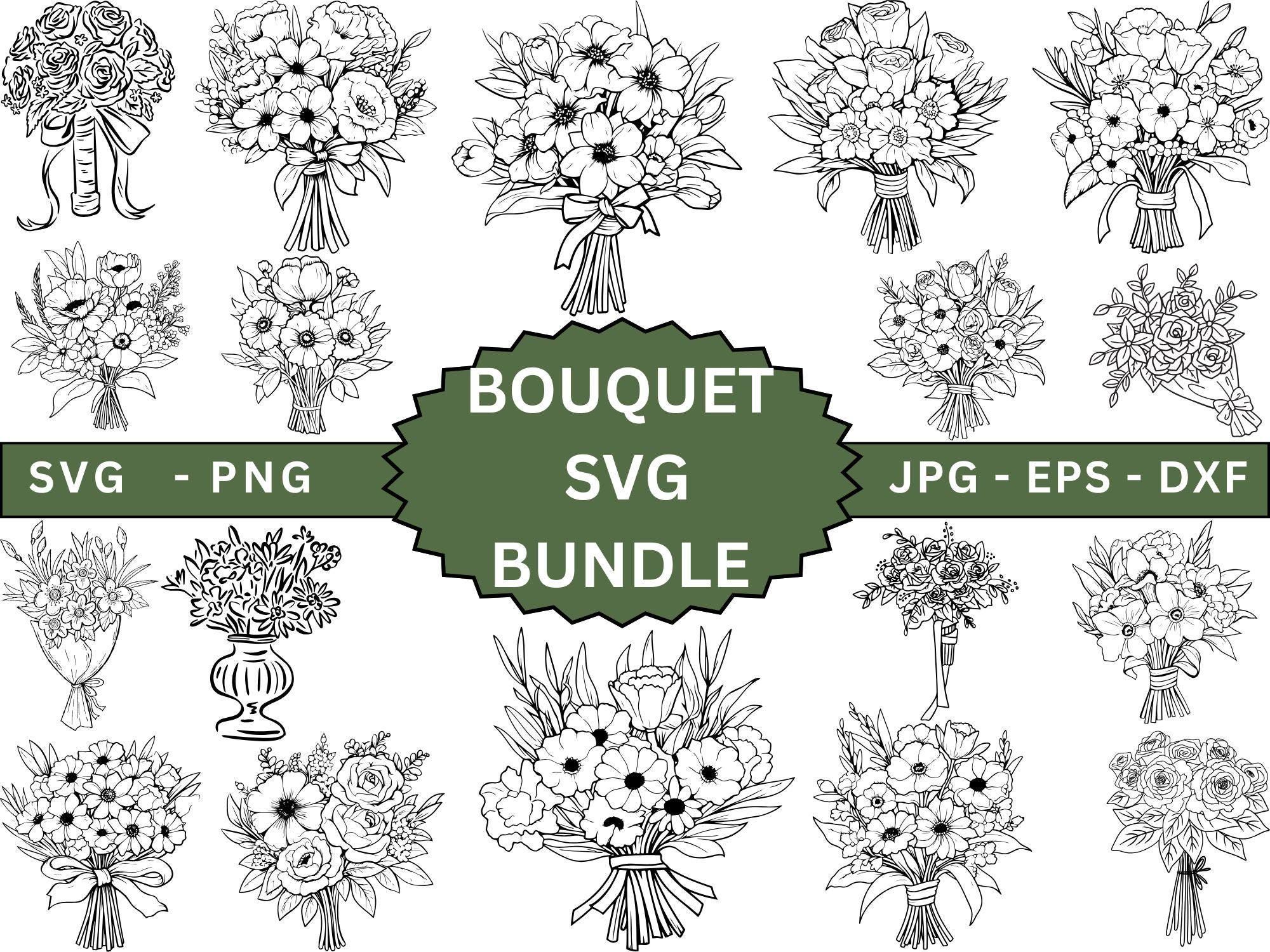 Bouquet Svg,Hand Drawn Wild Flowers,Floral Bouquet Svg Bundle,Flower Svg,Flower Bouquet Png,Cricut Files,Cute Bouquet