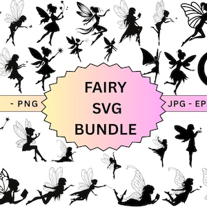Fairy Silhouette Bundle SVG,Fairy Clipart,Fairy cut files for Cricut,Fairy Vector,Fairy Silhouette Bundle,Fairies Svg,Digital Download