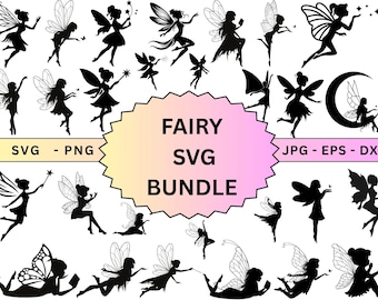Fairy Silhouette Bundle SVG,Fairy Clipart,Fairy cut files for Cricut,Fairy Vector,Fairy Silhouette Bundle,Fairies Svg,Digital Download