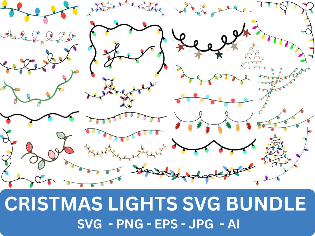 Christmas Lights Svg Bundle,string Lights,xmas Lights Svg,seamless ...