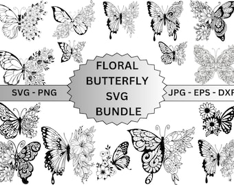 Floral Butterfly SVG Bundle,Butterfly Svg,Butterfly flower svg,Butterfly Cut Files for Cricut,Butterfly Clip Art,Instant Download
