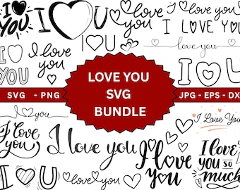 Love You SVG Bundle,I Love You Clipart,Romantic Sign svg,Svg Files For Cricut,Couples Shirt svg,Vector Design,Instant Download.