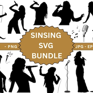 Sångare svg, sångare klippfil, sjungande människor svg, kvinnor som sjunger sång, dansande och sjungande människor silhuett, musik svg, sångare Cricut, digital nedladdning