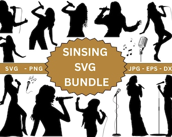 Singer svg,Singer Cut File,singing people svg,Women Singing song,Dancing&Singing People Silhouette,music svg,Singer Cricut,digital download
