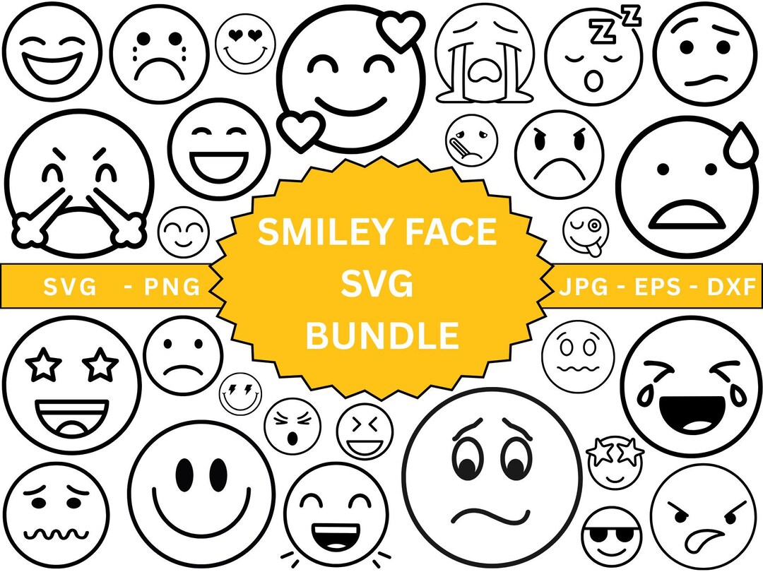Smiley Face Svg Png Bundle,emoji Svg Bundle,svg Cut File for Cricut ...