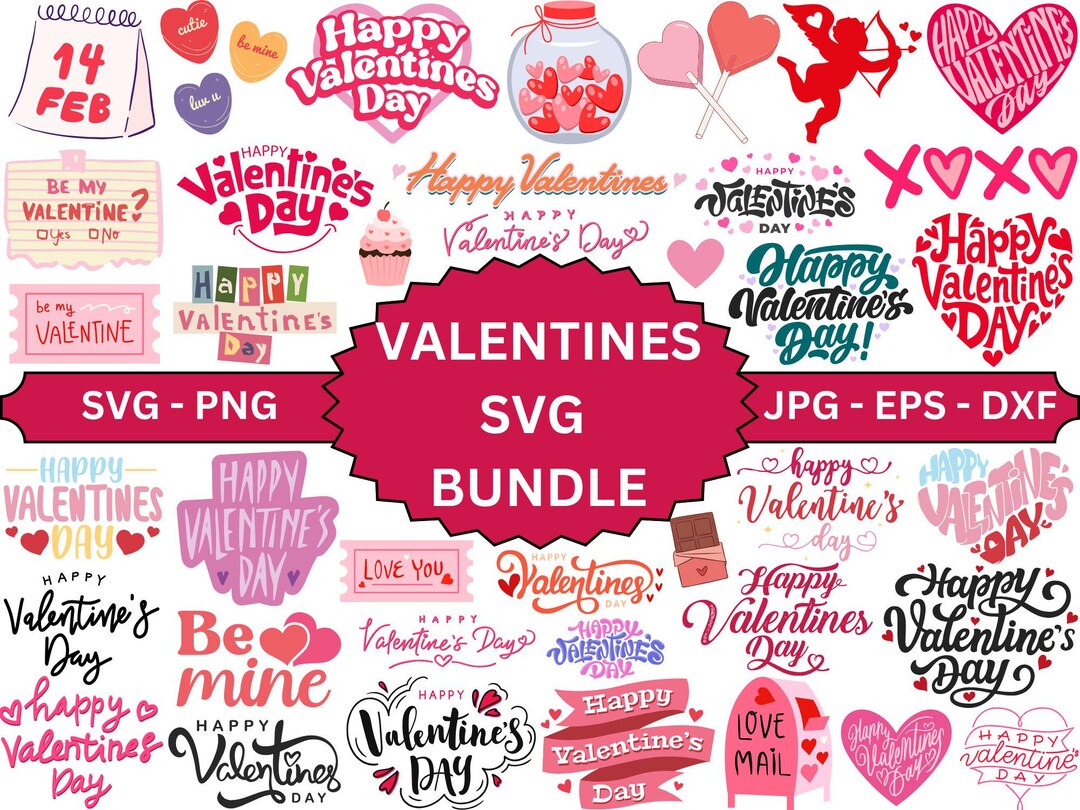 Cute Valentines Svg, Love Svg, Heart SVG, Retro Valentines SVG Bundle ...