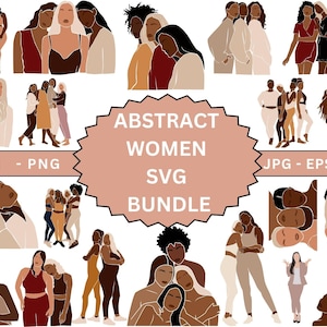 Abstract Fashion Girl Clipart,Abstract women svg,Group of Black Afro women sisters svg,Girlfriends SVG,Feminine Cliparts,Commercial use,png