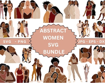 Clipart di ragazze di moda astratta, donne astratte svg, gruppo di sorelle donne afro nere svg, fidanzate SVG, clipart femminili, uso commerciale, png