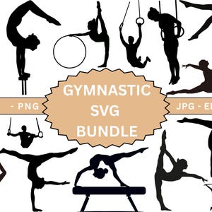 Gymnastiek SVG-bundel, gymnast SVG-snijbestanden, gymnastiek silhouet Cricut, gymnastiek SVG-bestanden knippen voor Cricut, sport atleet meisje, downloaden