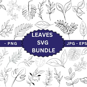Paquete de hojas SVG, paquete de hojas SVG, archivos de corte de hojas SVG para Cricut, imágenes prediseñadas de hojas, ramas SVG, ramitas SVG