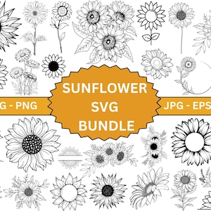 Sunflower SVG, Silhouette, T-shirt, Floral, Graphic, Digital, Commercial use, Instant download, Bundle, Vinyl, Vector, Cricut