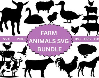 Farm Animal SVG bundle,Animal Silhouette,farm svg,Cow Svg,Farm Animal Svg cut files for Cricut,Horse Svg,Farm svg,Pig Svg,animal cut file