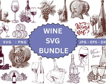 Wijn SVG-bundel, fles SVG, wijn clipart, wijn Cricut, wijn vector, wijn drinken SVG png, wijn digitale download, wijngaard SVG, wijn silhouet