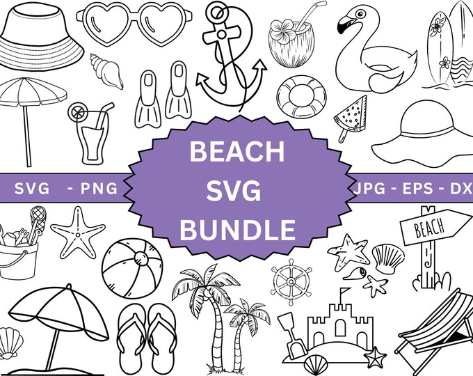 Beach Svg Bundle, Beach Clipart Svg Bundle, Summer Svg, Palm Tree Svg ...