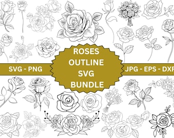 Rose Svg,Flower svg,Floral svg,Rose clipart,Svg files for cricut,Rose png,Roses,Love svg,tattoo svg,rose vector svg,svg bundle