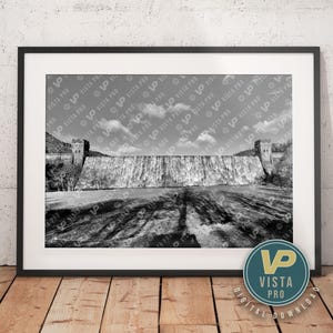 Paisaje, Fotografía, Arte, Digital grande, Blanco y negro, Presa Howden, Espectacular, Cascada, Dambusters, Peak District, Otoño, Póster