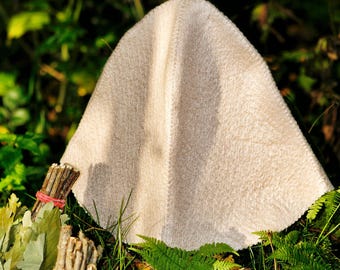 Touca de sauna artesanal em feltro – acessório de cabeça para spa em lã natural, proteção contra o calor.